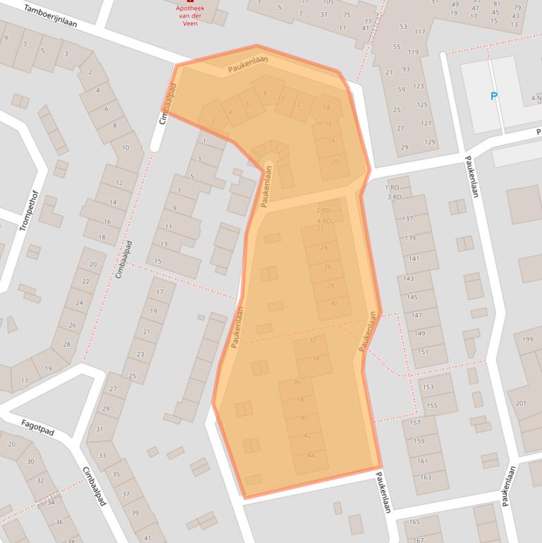 Kaart van postcodegebied 5101AW.