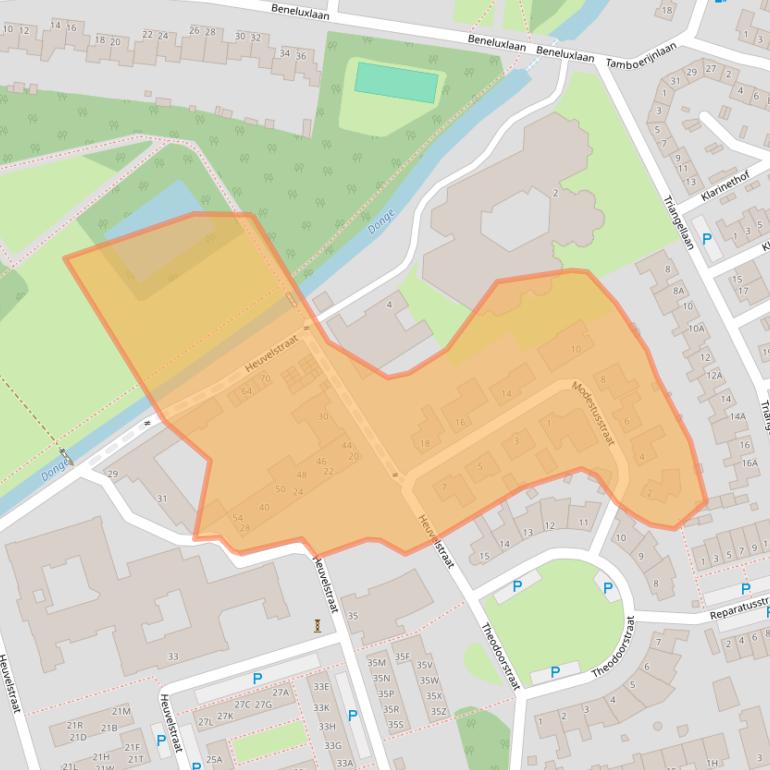 Kaart van postcodegebied 5101BP.
