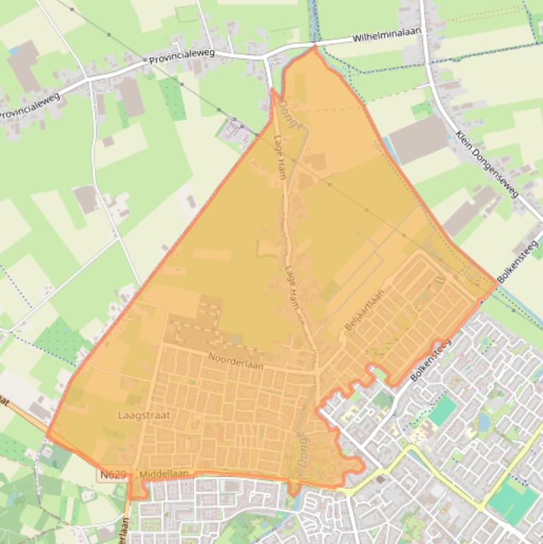 Kaart van postcodegebied 5102.