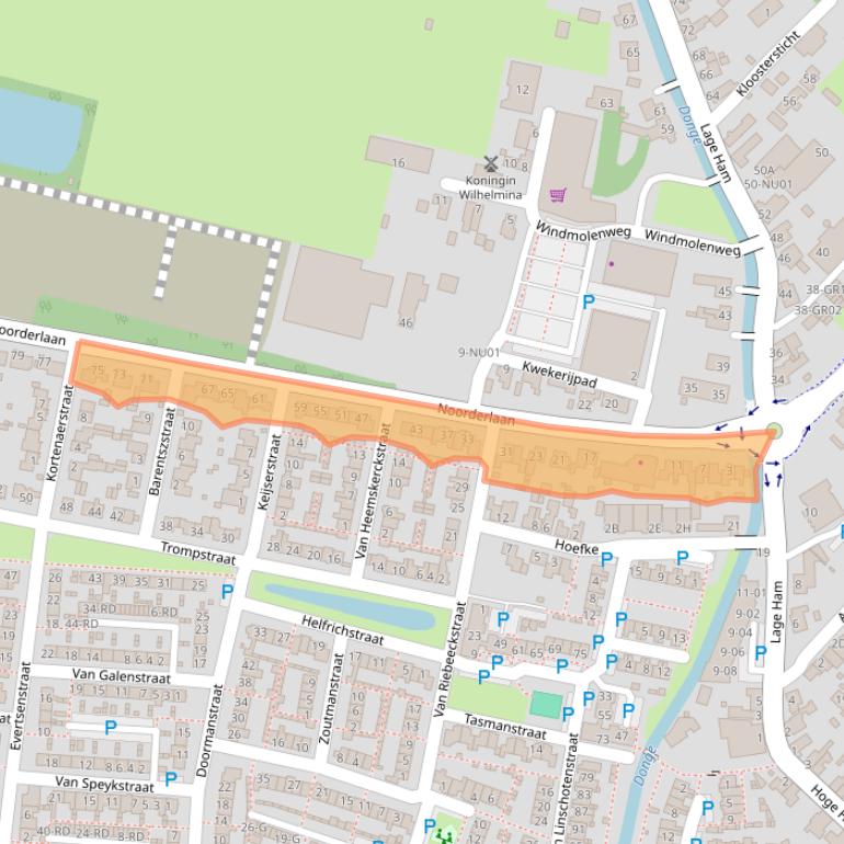 Kaart van postcodegebied 5102BA.