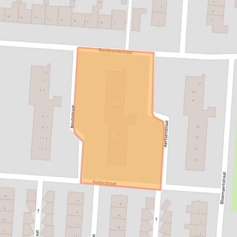 Kaart van postcodegebied 5102DN.