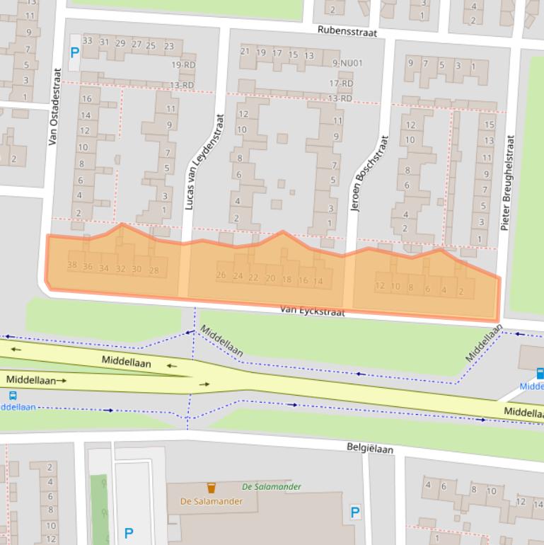 Kaart van postcodegebied 5102DW.