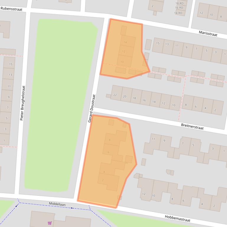 Kaart van postcodegebied 5102EA.