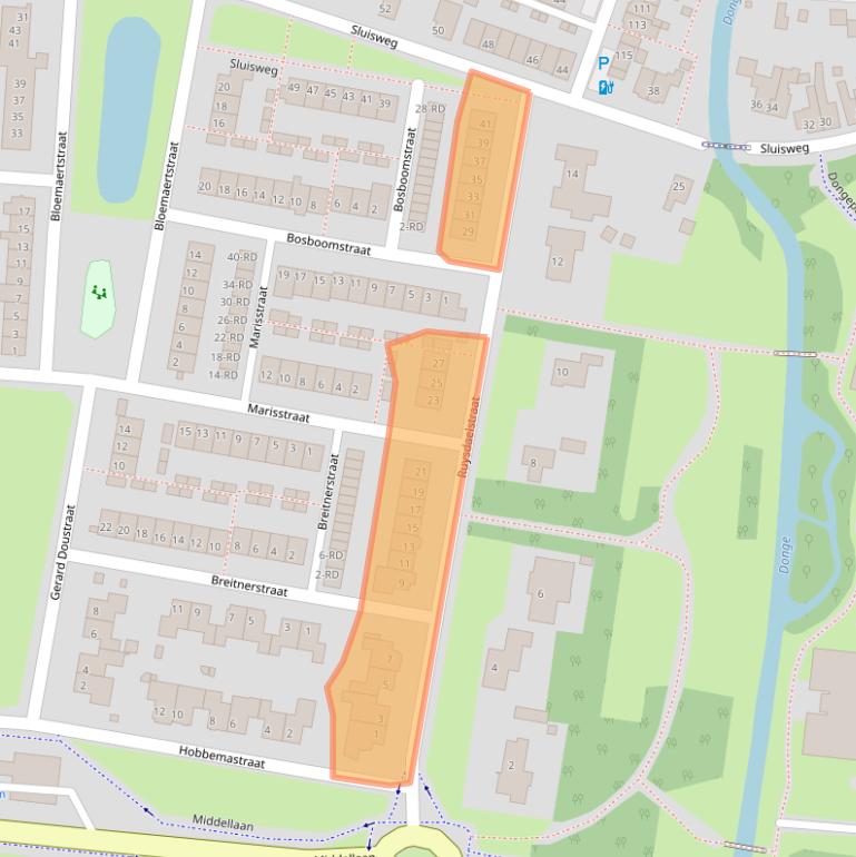 Kaart van postcodegebied 5102EG.