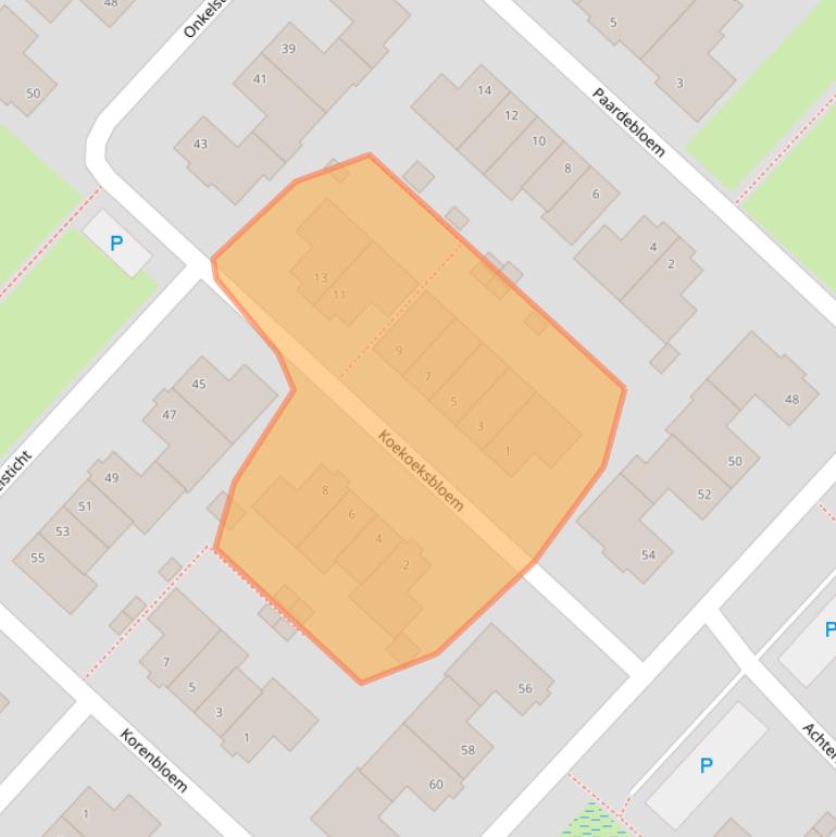 Kaart van postcodegebied 5102HK.