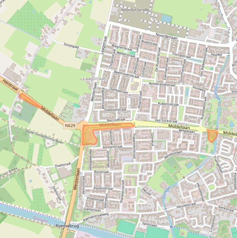 Kaart van postcodegebied 5102PB.