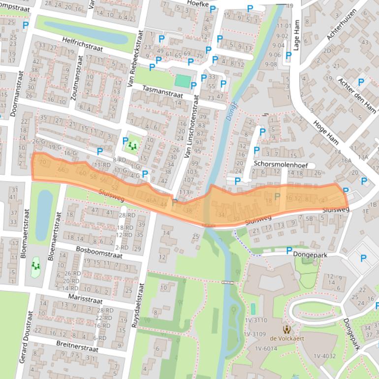 Kaart van postcodegebied 5102VB.