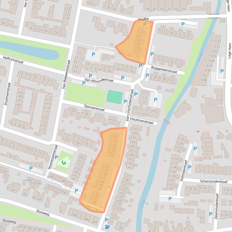 Kaart van postcodegebied 5102WE.