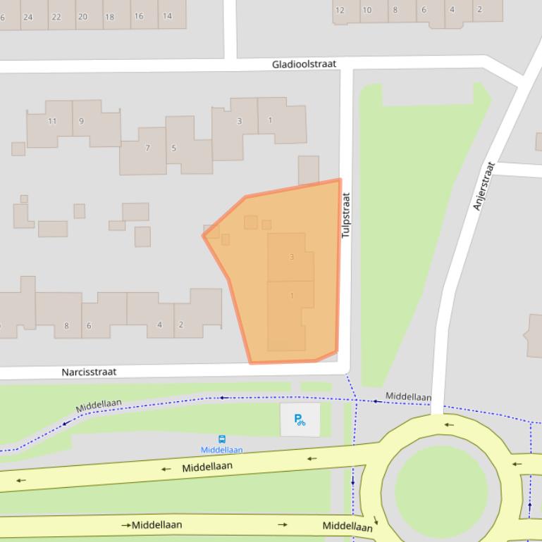 Kaart van postcodegebied 5102ZP.