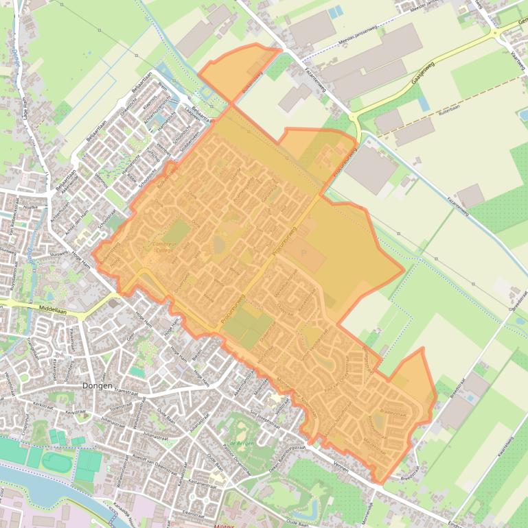 Kaart van postcodegebied 5103.