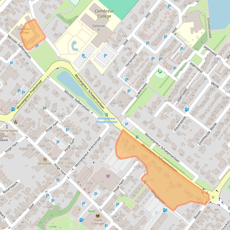 Kaart van postcodegebied 5103BC.