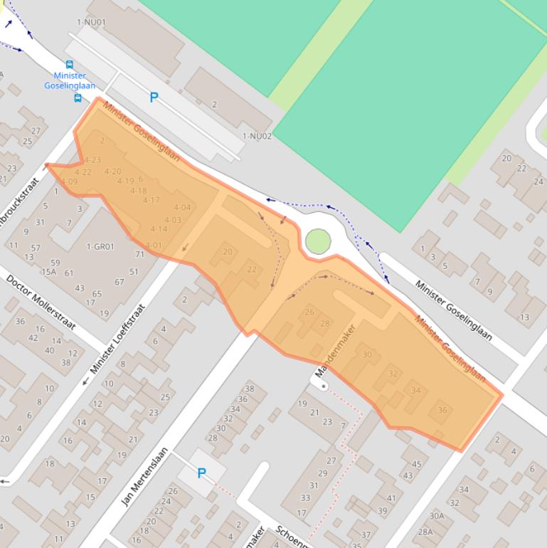 Kaart van postcodegebied 5103BJ.