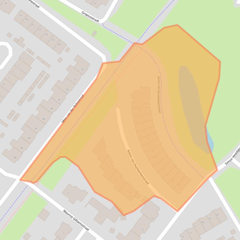 Kaart van postcodegebied 5103PX.