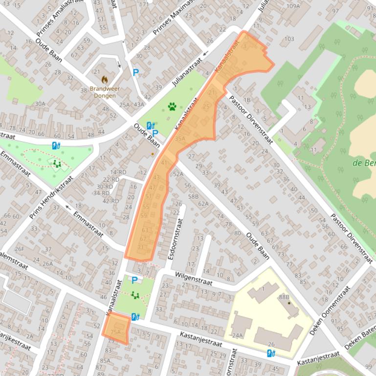 Kaart van postcodegebied 5104AA.