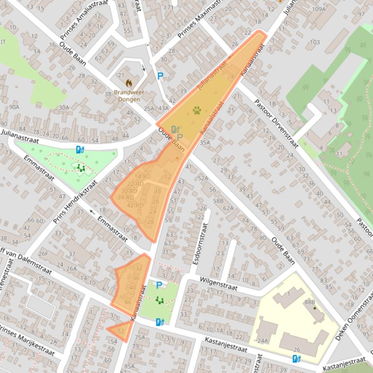 Kaart van postcodegebied 5104AC.