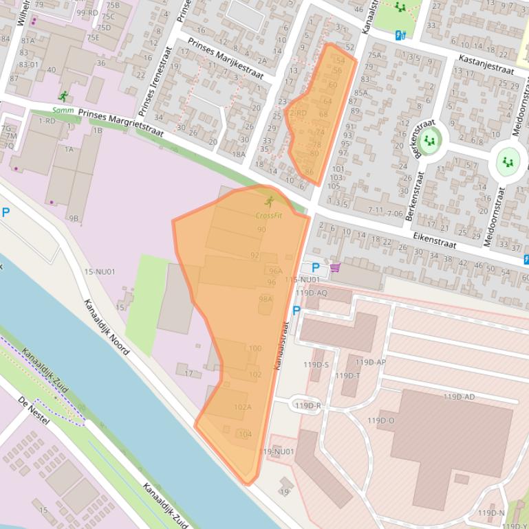 Kaart van postcodegebied 5104AD.