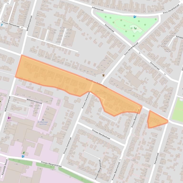 Kaart van postcodegebied 5104AL.