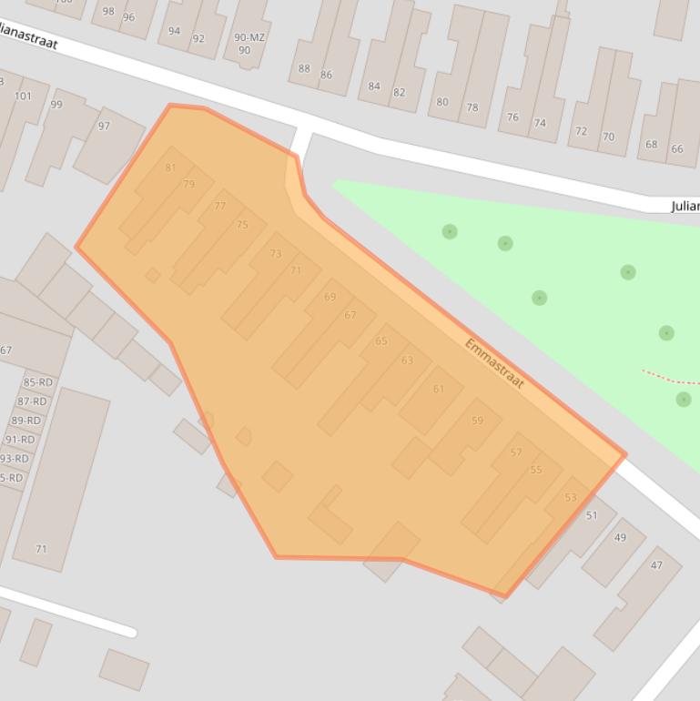 Kaart van postcodegebied 5104AS.