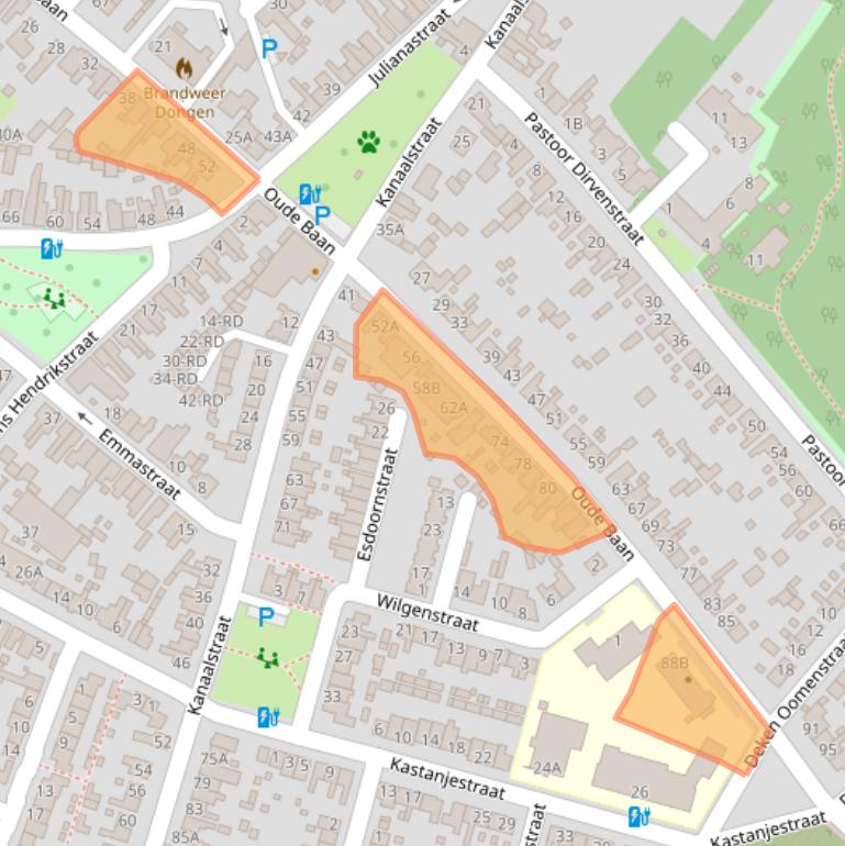 Kaart van postcodegebied 5104AZ.