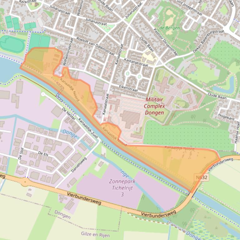 Kaart van postcodegebied 5104BE.