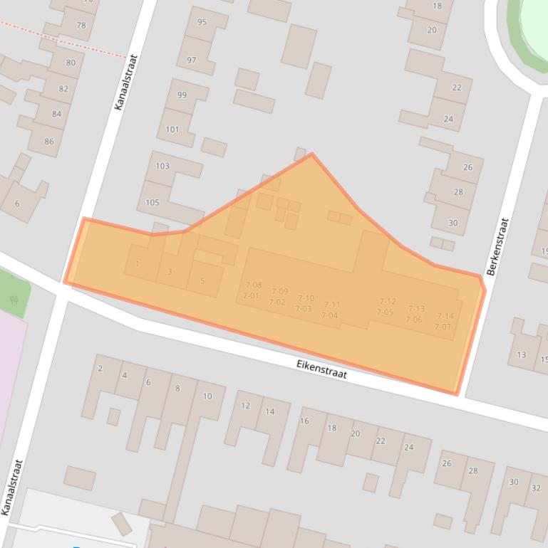 Kaart van postcodegebied 5104CA.