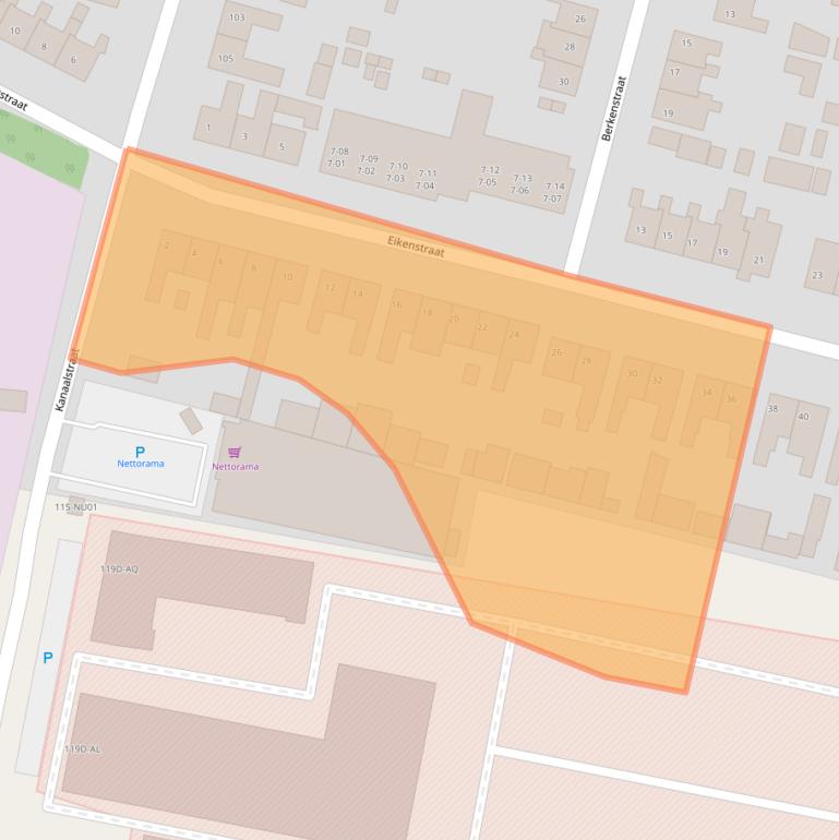 Kaart van postcodegebied 5104CC.