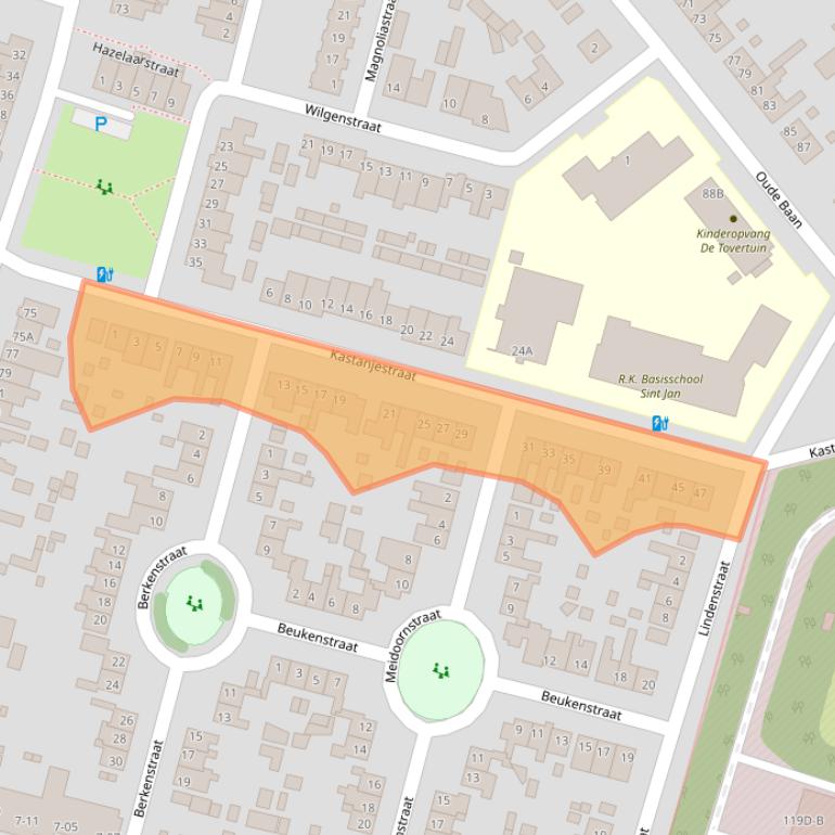 Kaart van postcodegebied 5104CK.