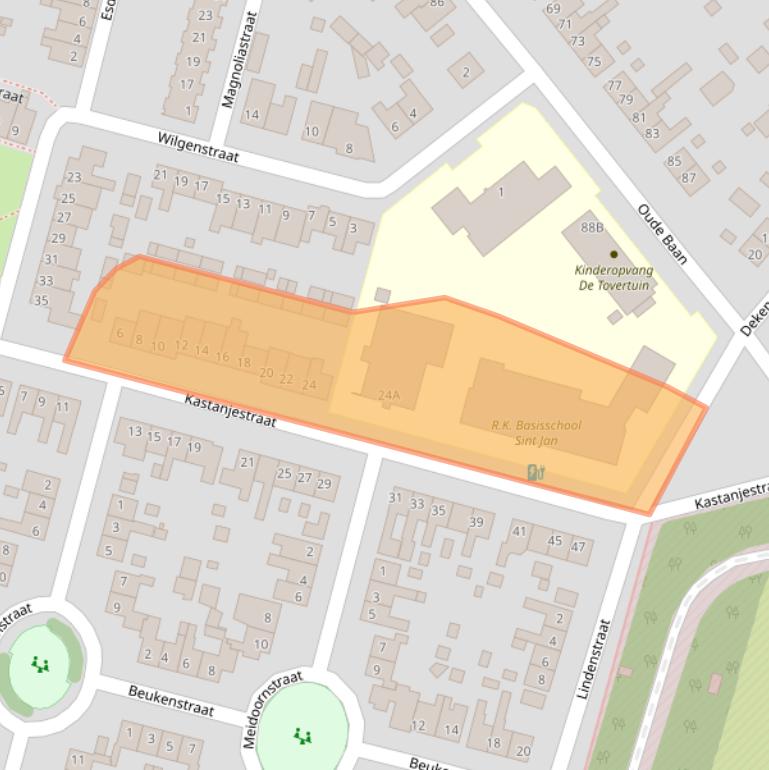 Kaart van postcodegebied 5104CL.