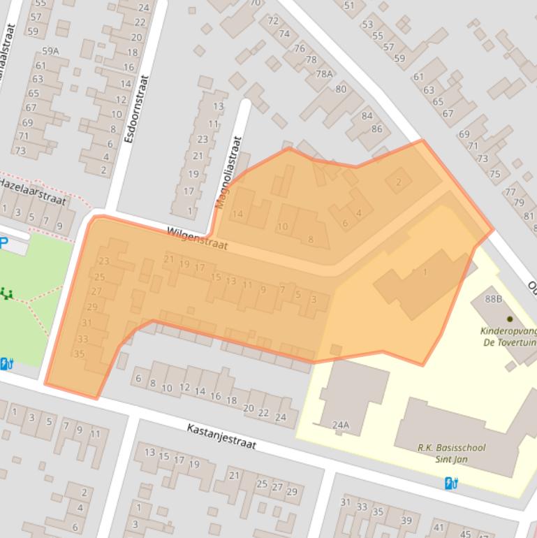 Kaart van postcodegebied 5104CM.