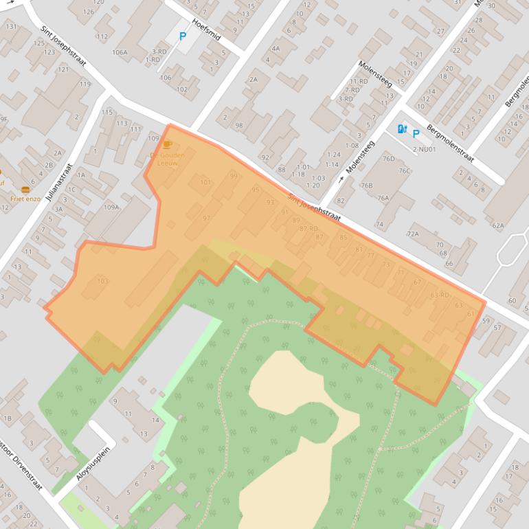 Kaart van postcodegebied 5104EB.