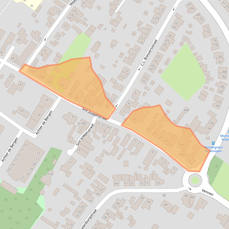 Kaart van postcodegebied 5104EE.