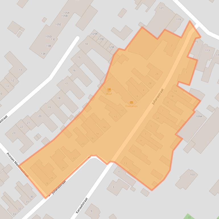 Kaart van postcodegebied 5104EP.