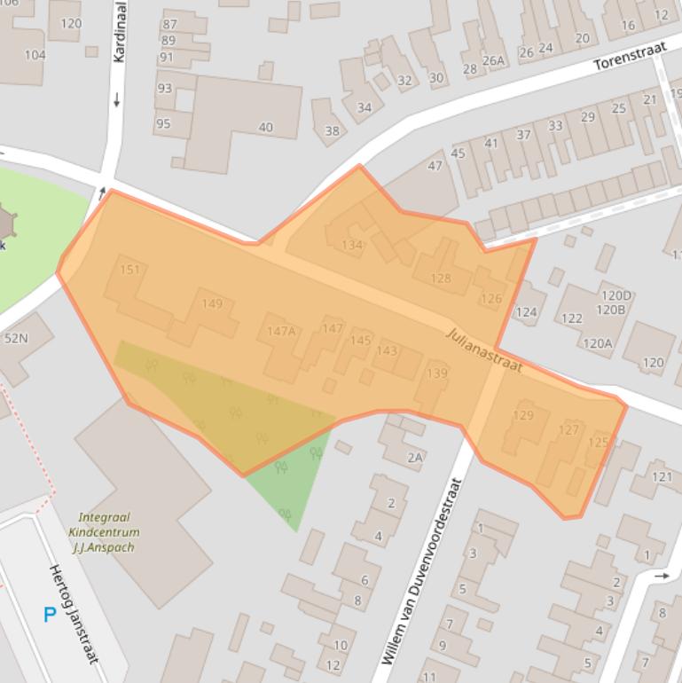 Kaart van postcodegebied 5104EV.