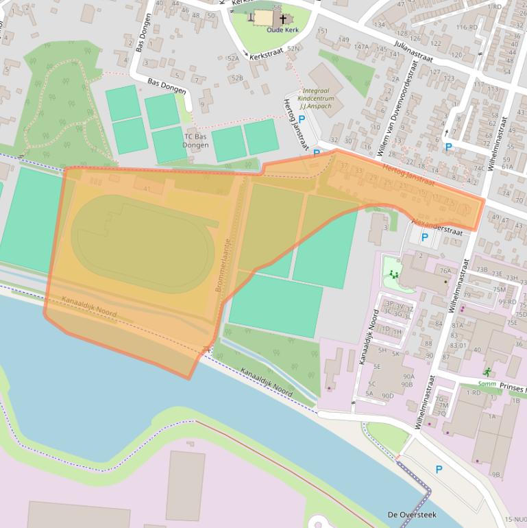 Kaart van postcodegebied 5104EX.
