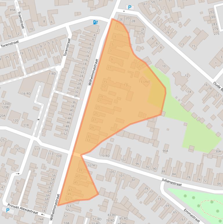Kaart van postcodegebied 5104GA.