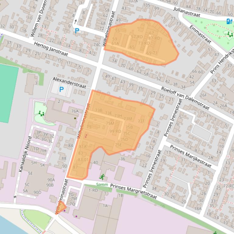 Kaart van postcodegebied 5104GB.