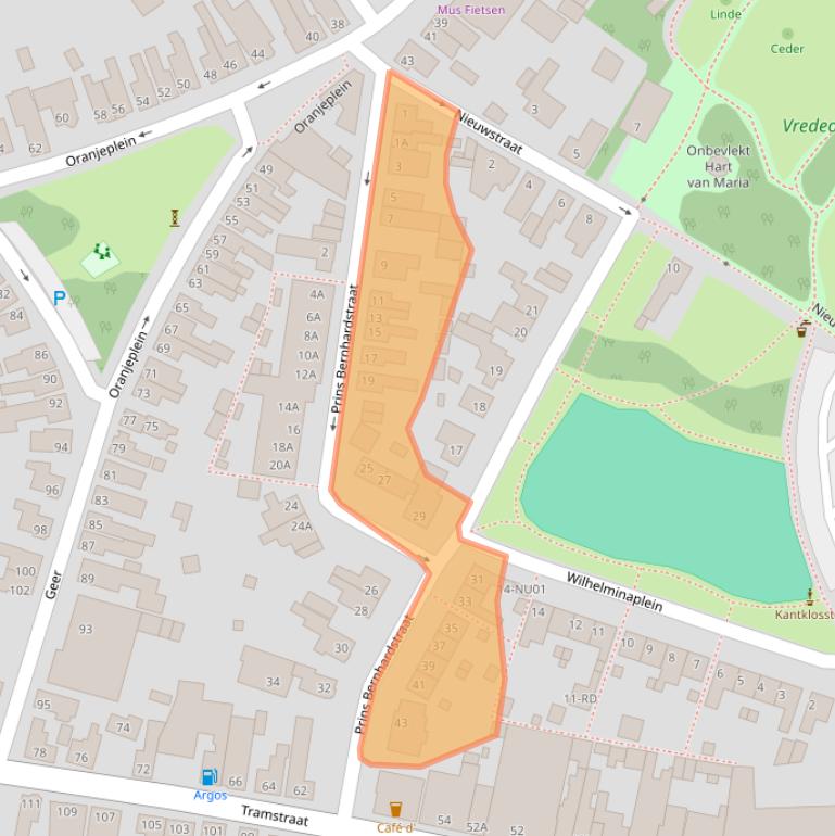 Kaart van postcodegebied 5104HC.