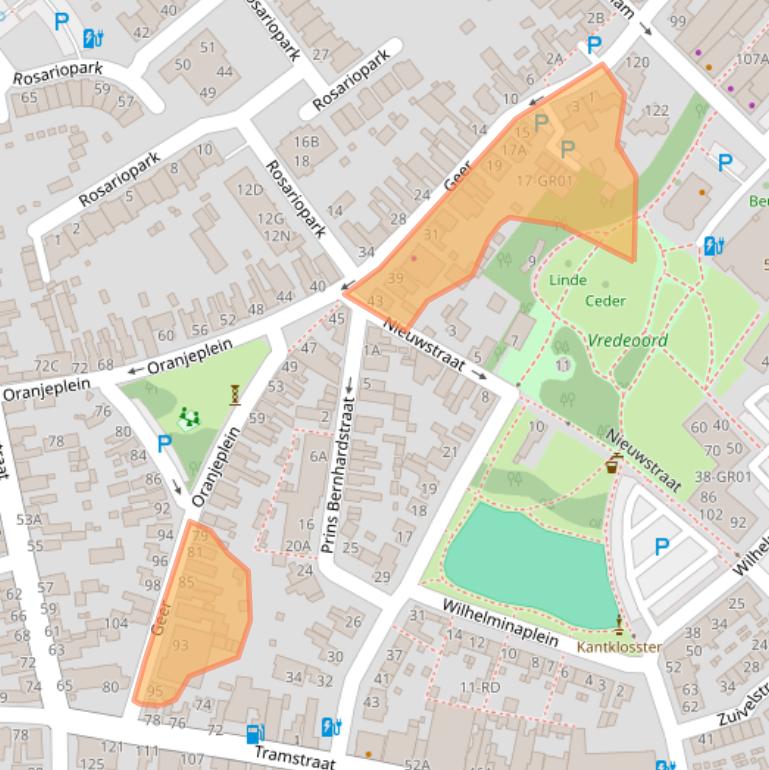 Kaart van postcodegebied 5104HE.