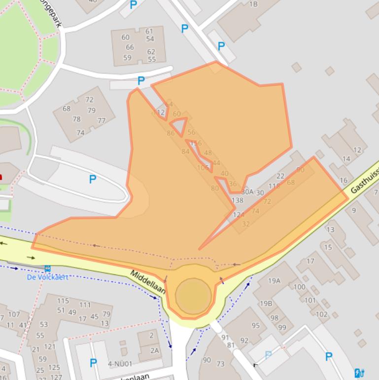 Kaart van postcodegebied 5104HS.