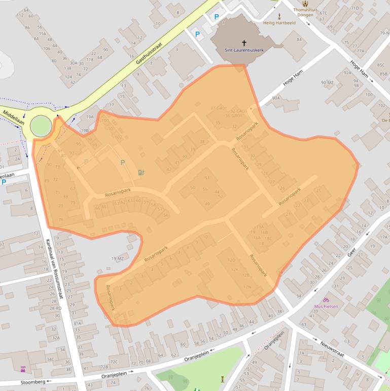 Kaart van postcodegebied 5104HW.