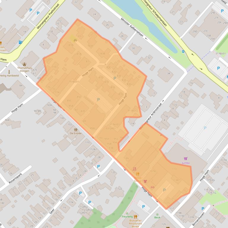 Kaart van postcodegebied 5104JC.