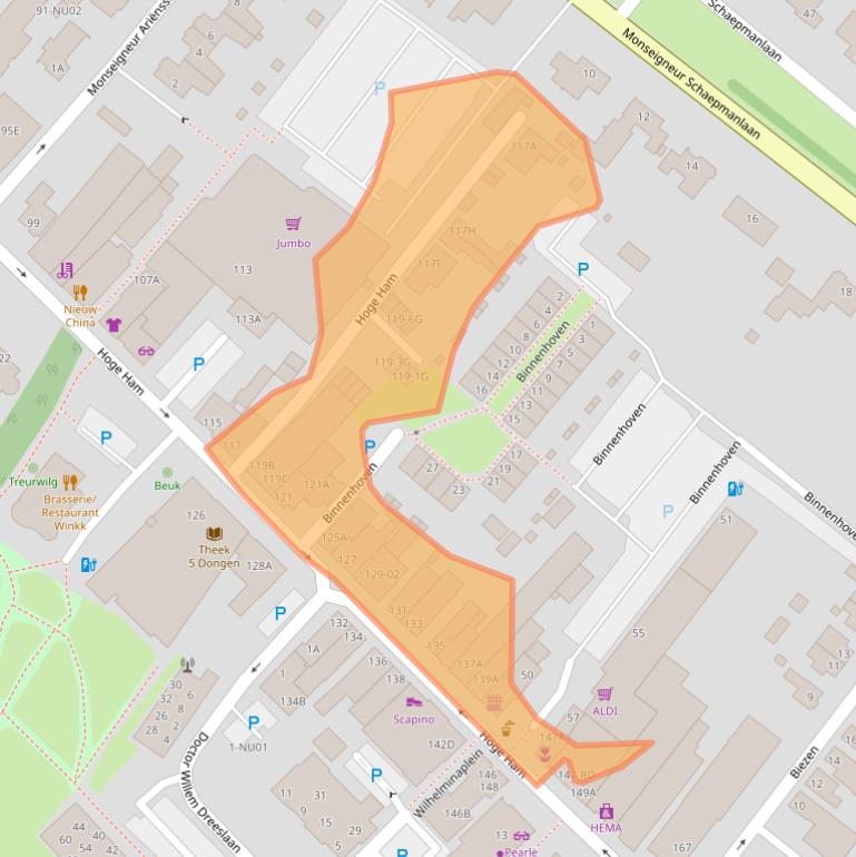 Kaart van postcodegebied 5104JD.