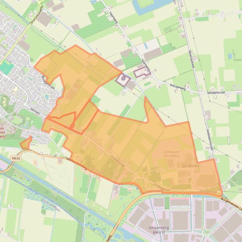 Kaart van postcodegebied 5105.