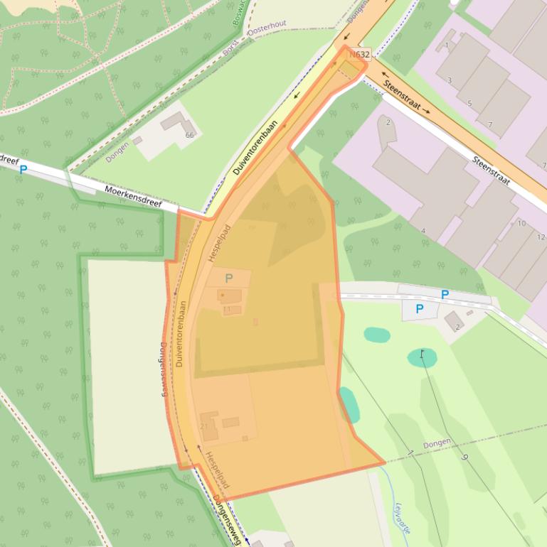 Kaart van postcodegebied 5107NT.