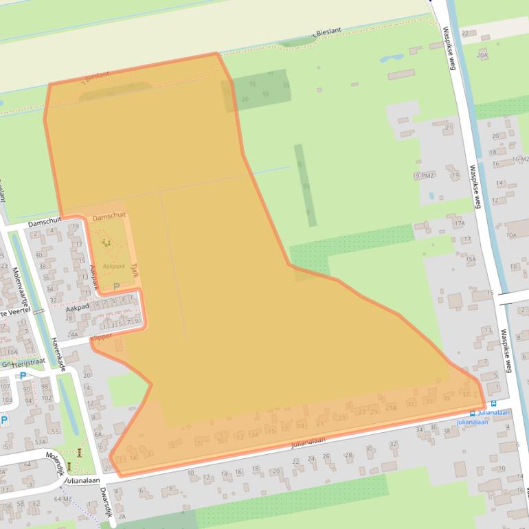 Kaart van postcodegebied 5109RH.