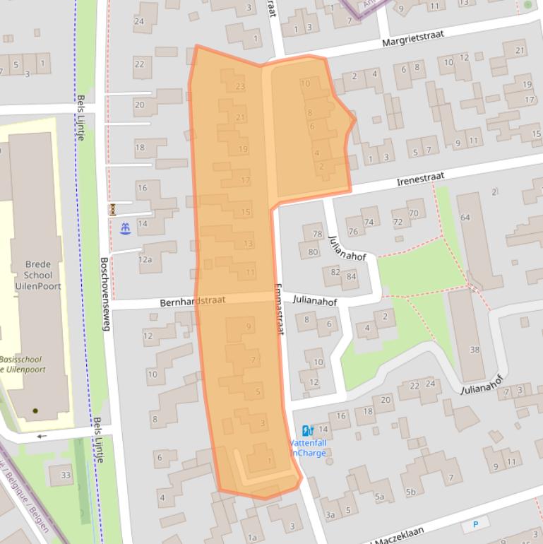 Kaart van postcodegebied 5111AX.