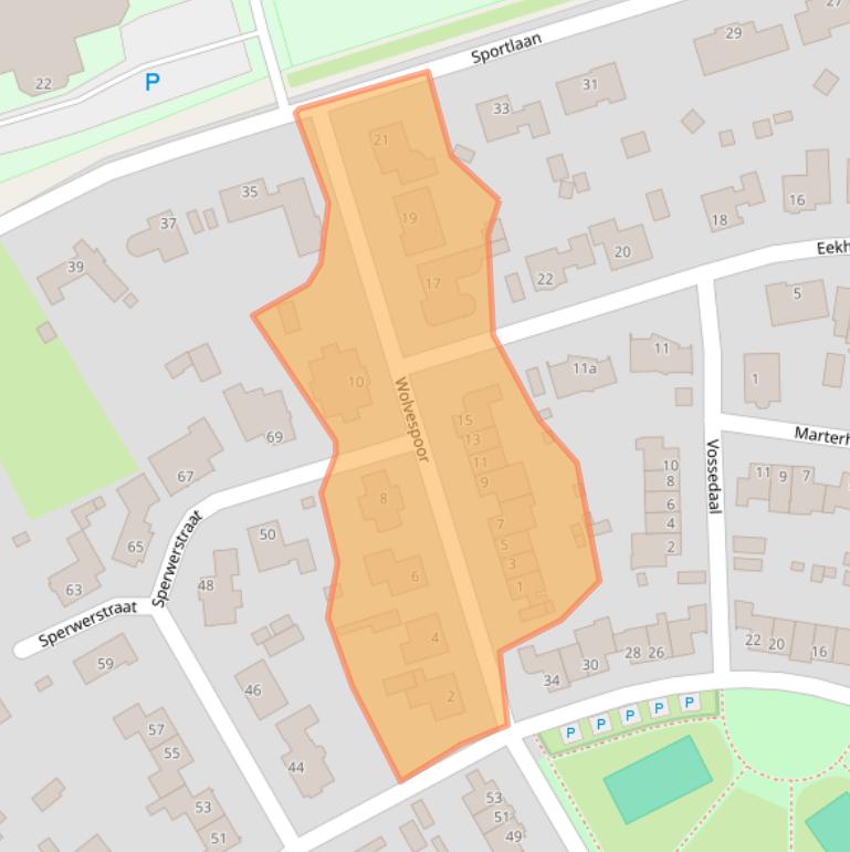 Kaart van postcodegebied 5111DX.