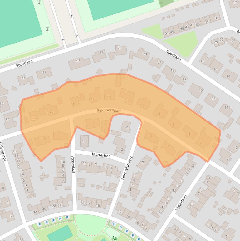 Kaart van postcodegebied 5111DZ.
