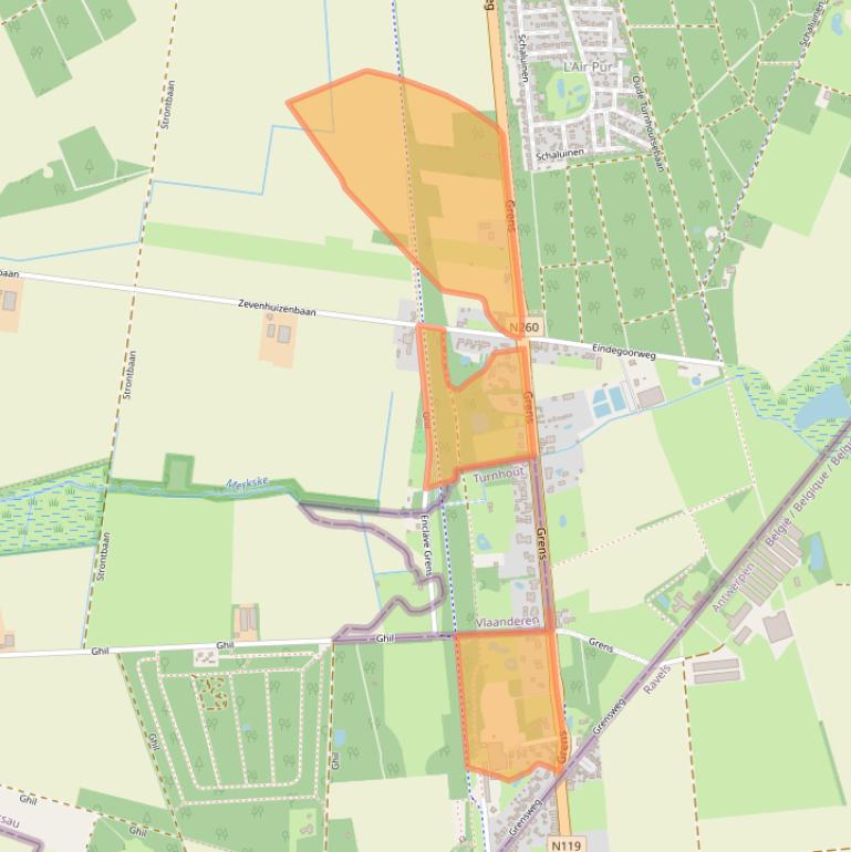 Kaart van postcodegebied 5111EB.