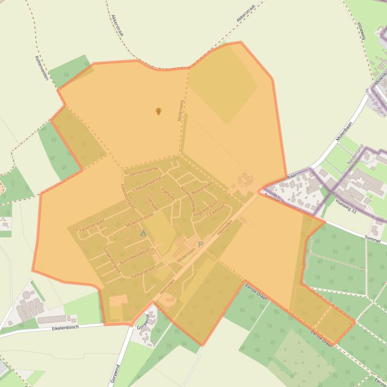 Kaart van postcodegebied 5111EH.